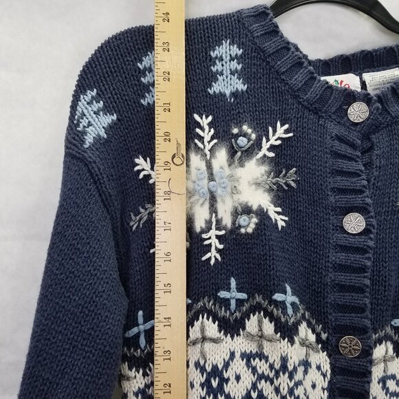 Nutcracker Cardigan M Snowflake Knit Geometric Christmas Star Winter Sweater VTG - Picture 16 of 16